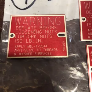 Gulfstream 9535135 Aircraft Plate Data Identification